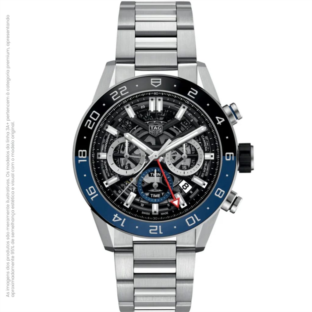 TAG Heuer Carrera Chronograph Twin-Time Automático 45mm – Relógio Masculino Premium
